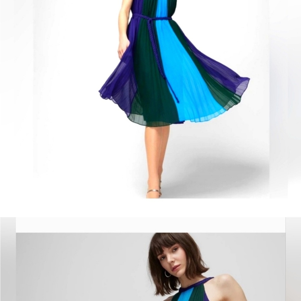 Whbm color block braided halter midnight indigo